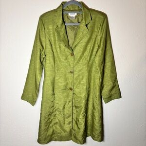 Vintage Metallic Green Long Coat